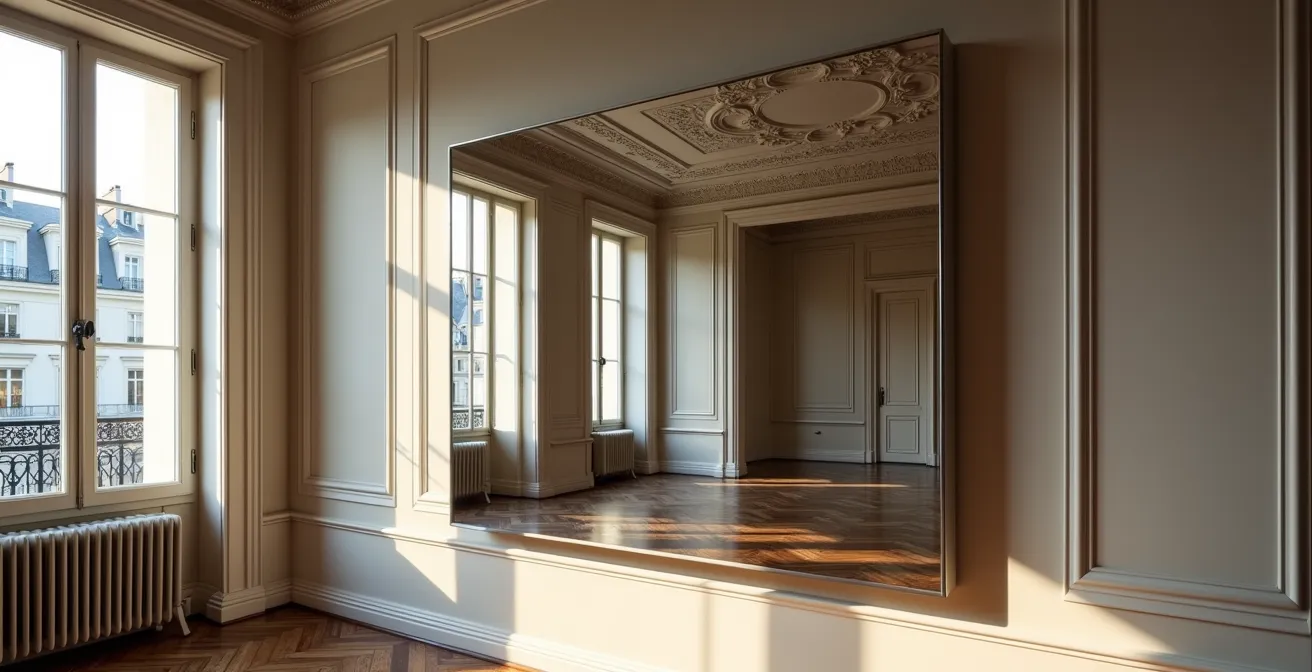 Climatisation avec finition miroir dans un appartement haussmannien parisien