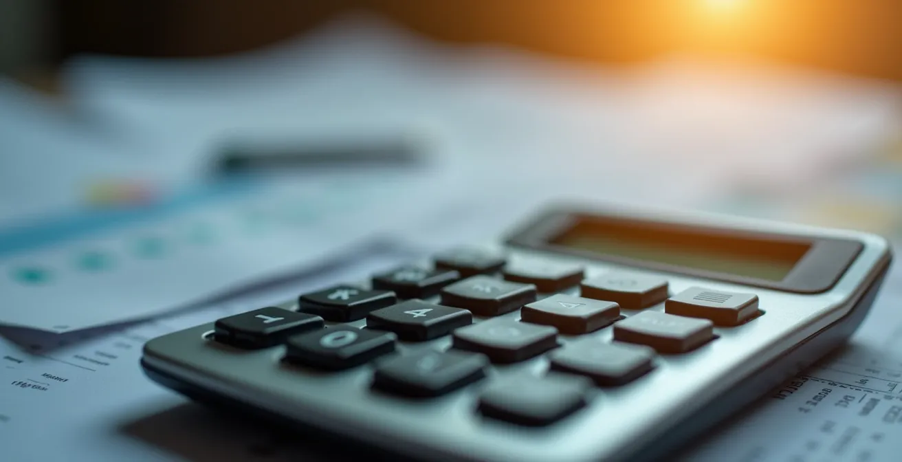 Analyse détaillée d'un devis de chauffage avec calculatrice et documents