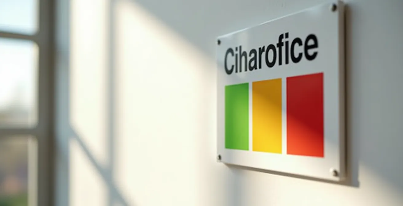 Étiquette énergétique avec échelle de couleurs du vert au rouge indiquant les classes de performance