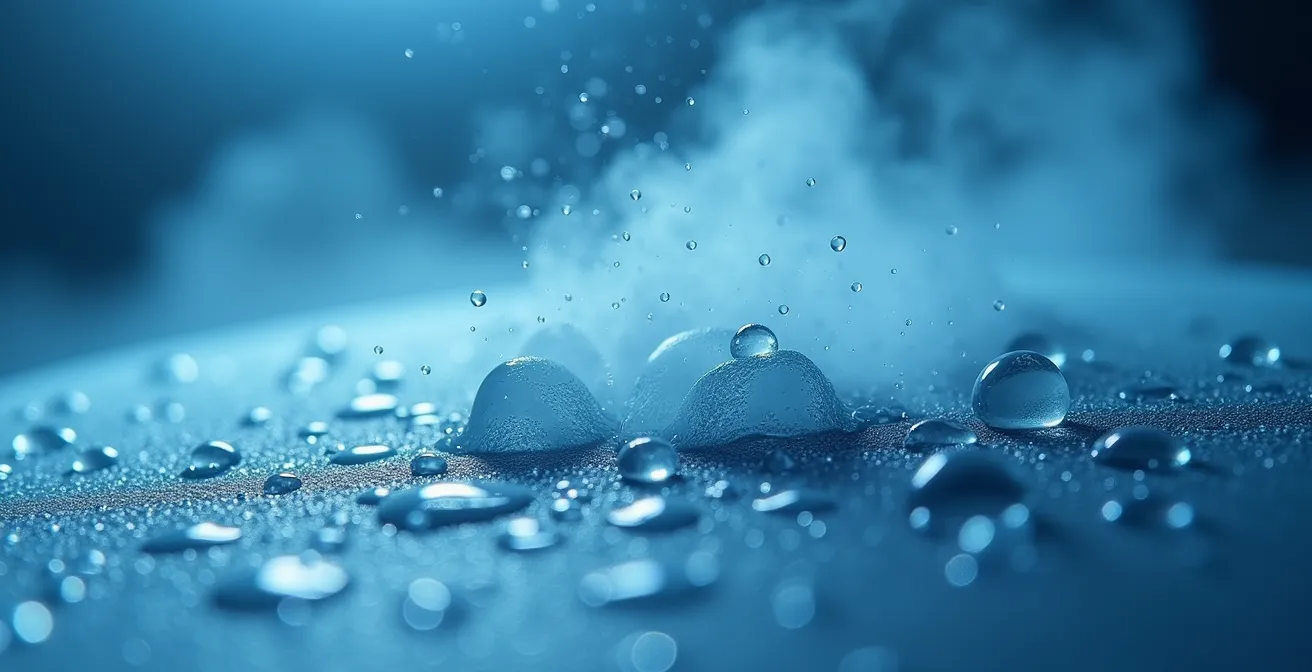 Démonstration macro du principe de rafraîchissement par évaporation avec gouttelettes d'eau